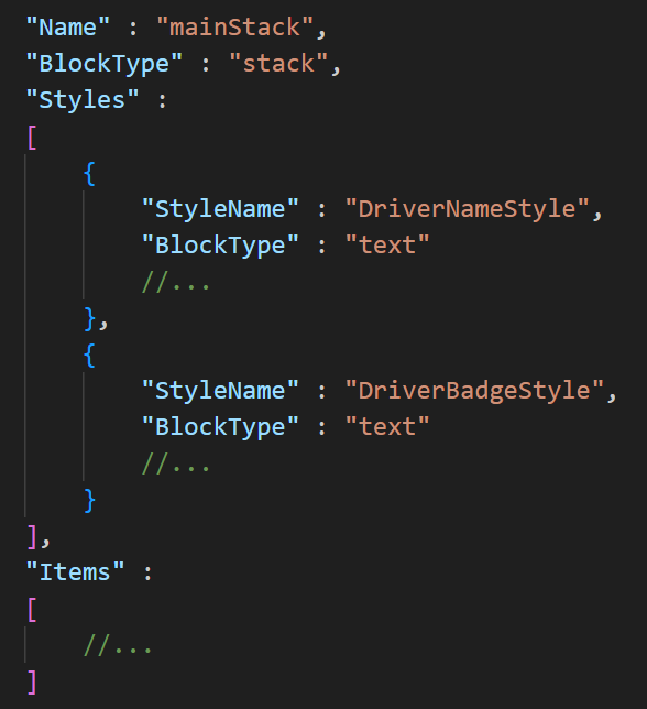 Styles property in block containers